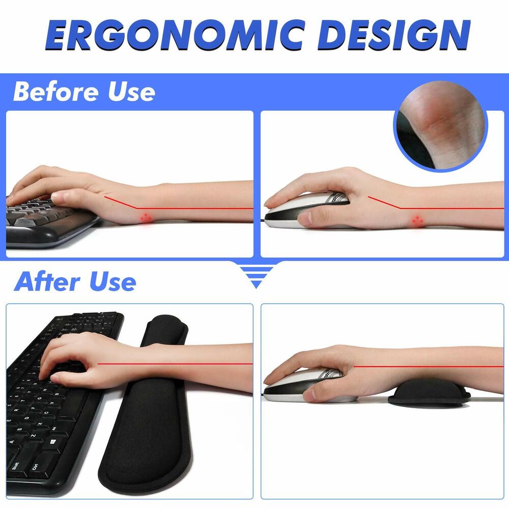 Ergonomic Memory Foam Wrist Rest Set for Keyboard and Mouse