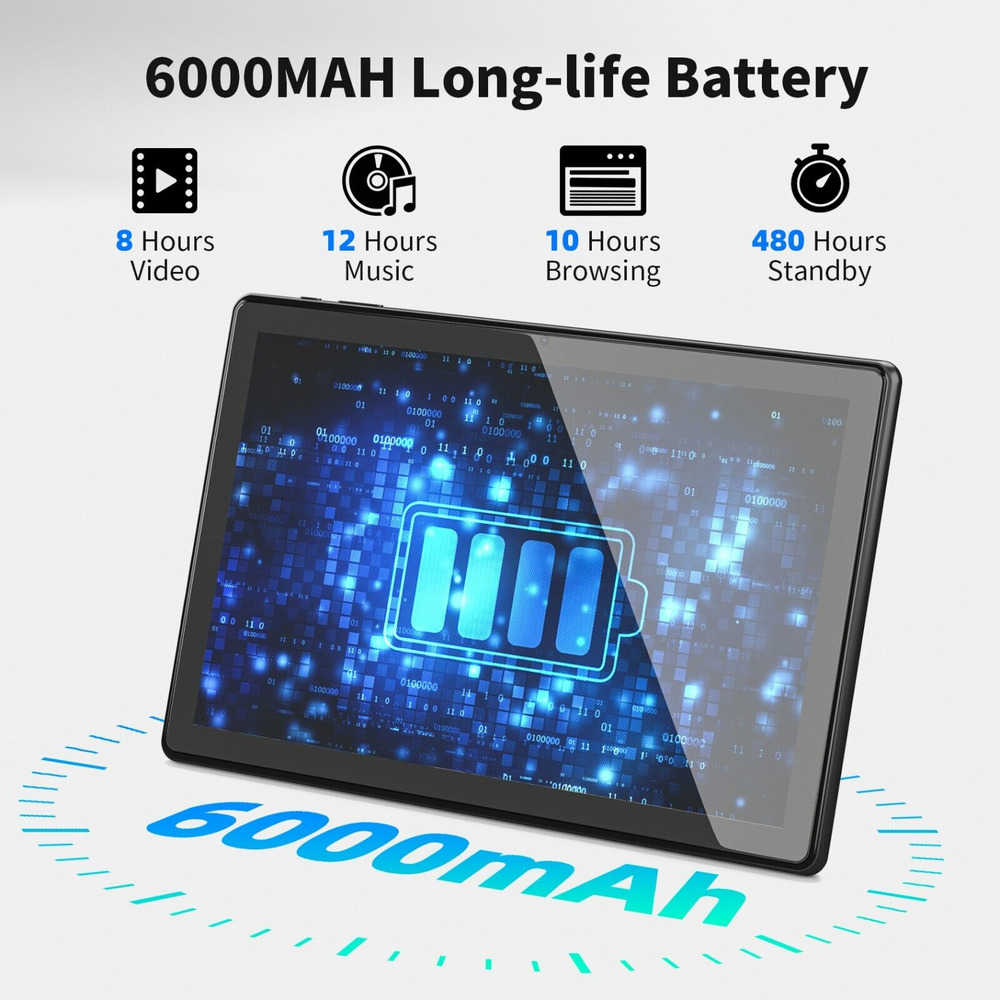 Android 13 Tablet T618 with 4GB RAM, 64GB Storage, Dual Camera, and 6000mAh Battery