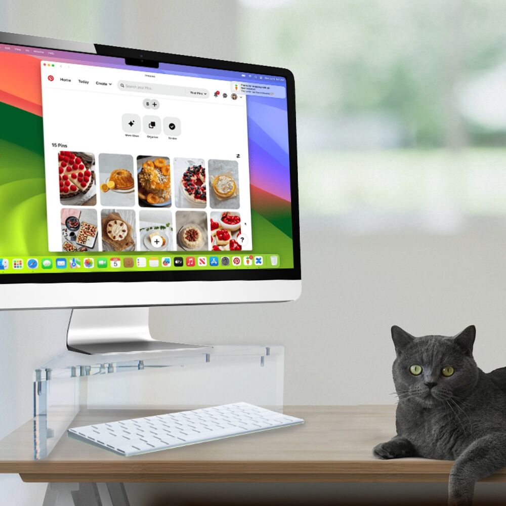 Elevated Acrylic Monitor Stand for Corner Desks