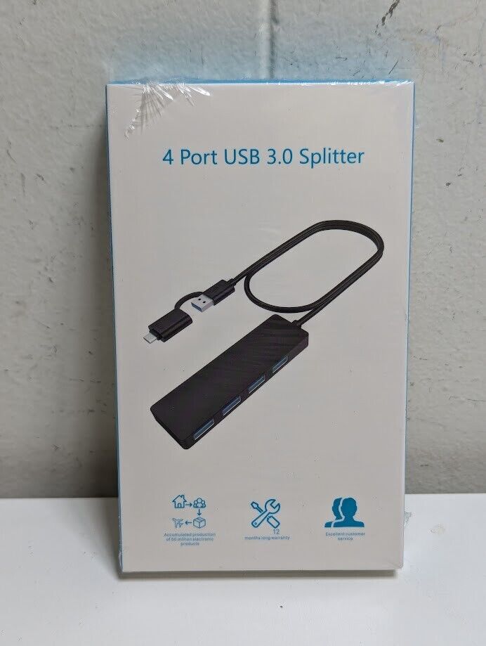 4-Port USB 3.0 Hub with 5Gbps Transfers and USB-C Adapter for Mac