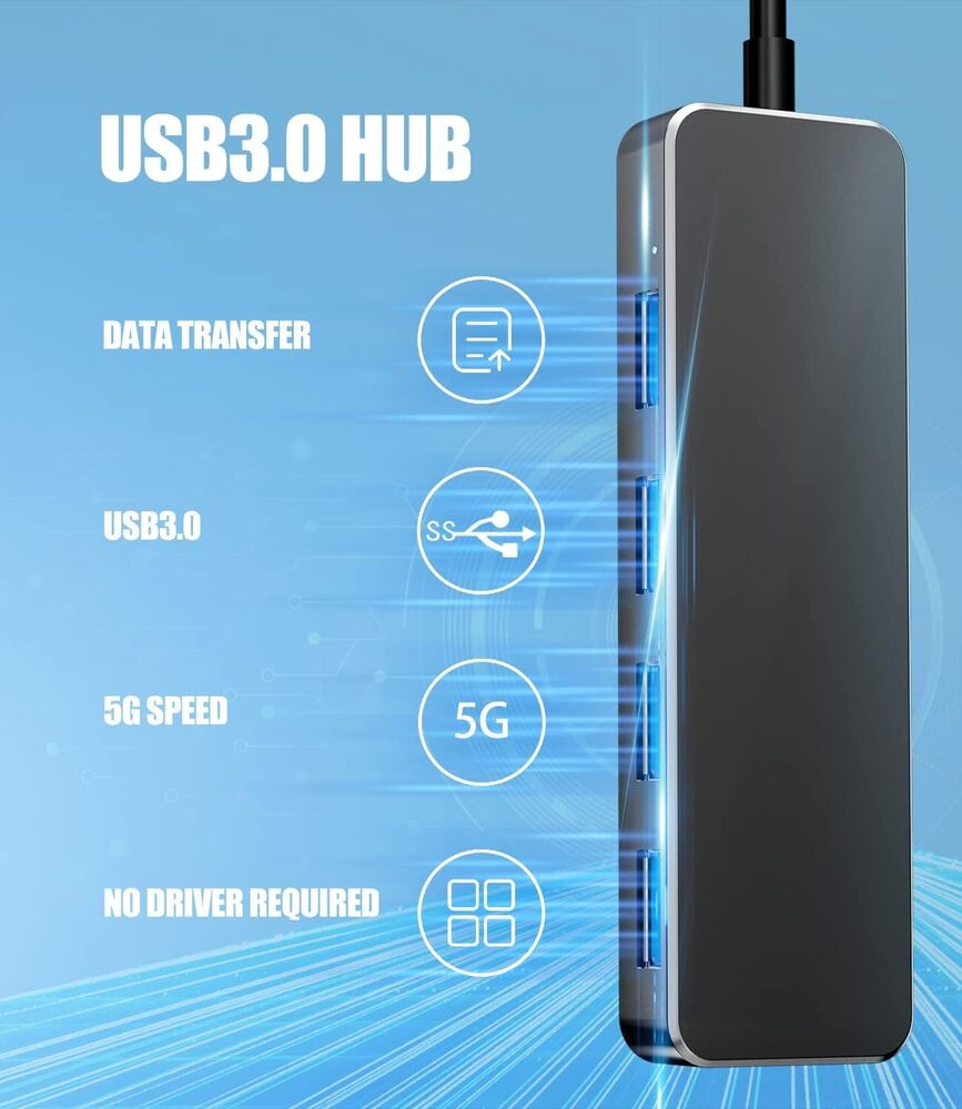 4 Port USB 3.0 Hub Splitter - High-Speed Connectivity for Multiple Devices
