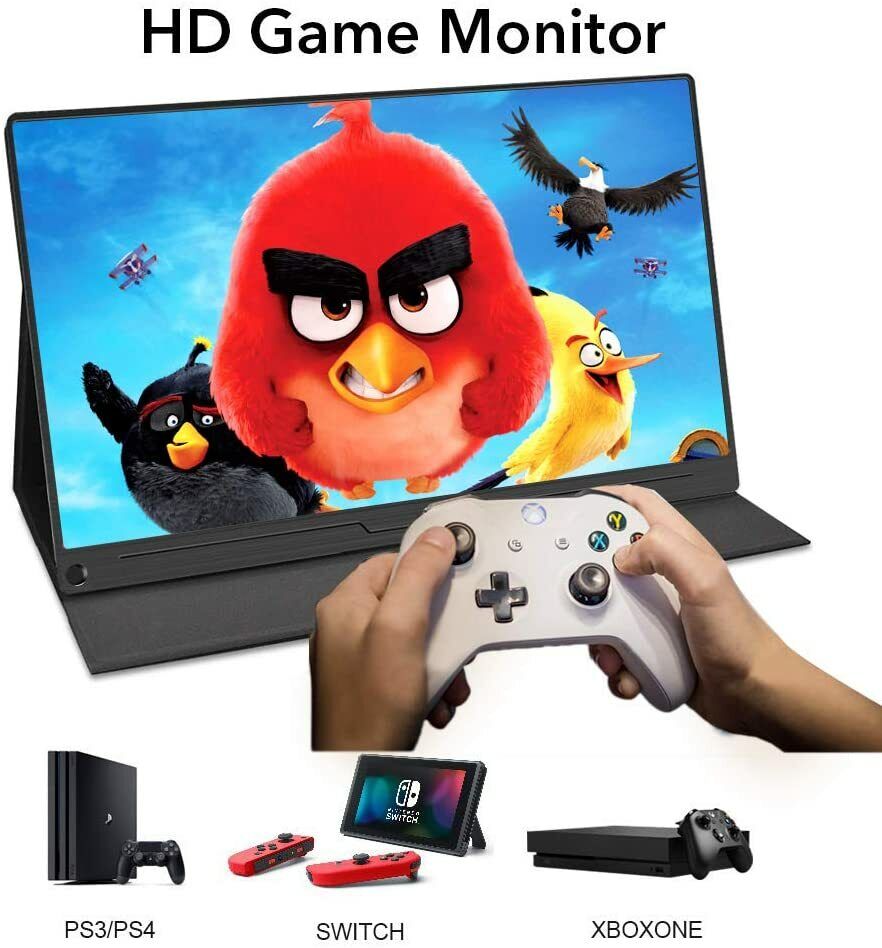 15.6" Portable Monitor with Upgraded IPS HDR 1080P Full HD Eye Care Screen, USB-C
