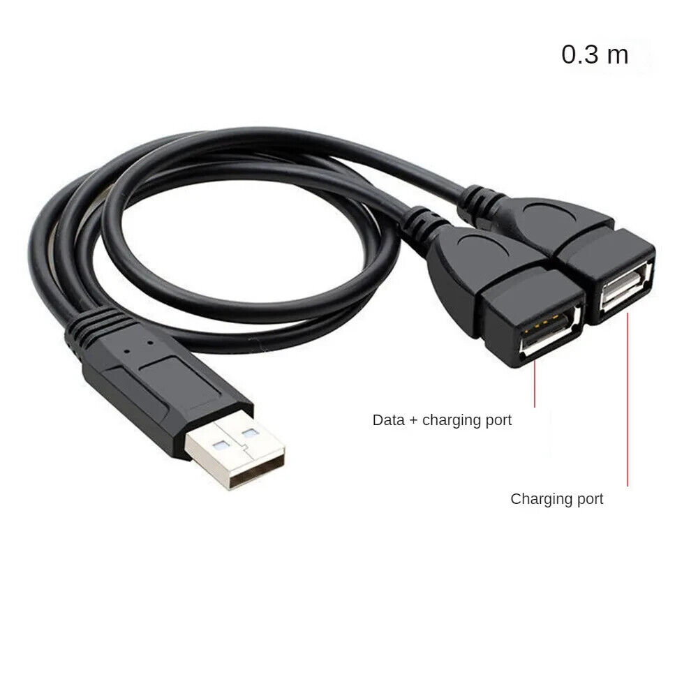 2-Pack USB 2.0 Male to Dual Female Y Splitter Adapter Cable
