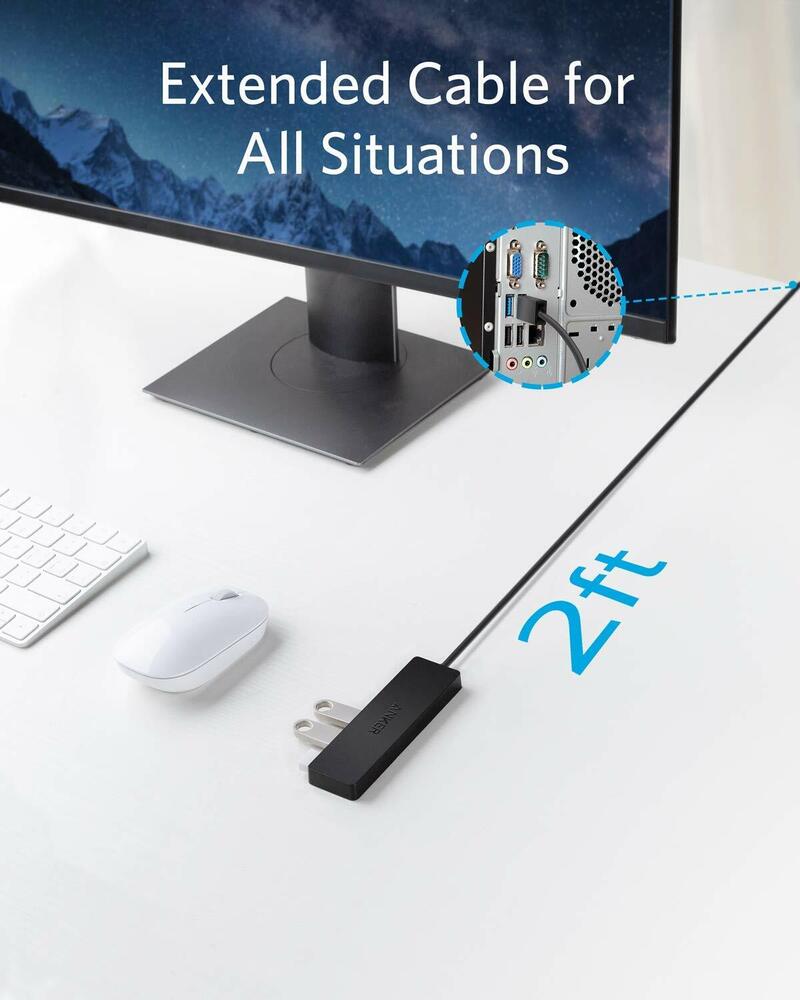 Anker 4-Port Ultra-Slim USB 3.0 Hub with 2ft Cable for Mac Pro HDD