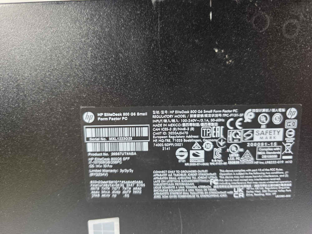 HP EliteDesk 800 G6 SFF Case with Motherboard and Battery