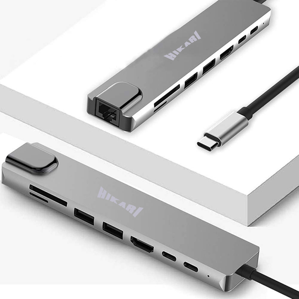 HIKARI USB Type-C Hub 8-in-1 Adapter - Boost Connectivity for Mac & Windows