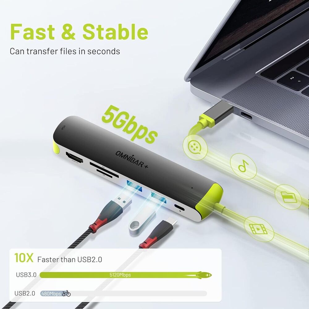 7-in-1 USB-C Hub with 4K HDMI, VGA, 100W PD