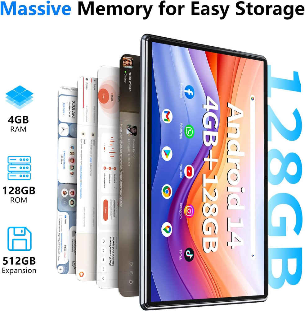 SGIN 1 10 FHD Tablet with Android 13, Octa-Core Processor, 4GB RAM, 128GB ROM