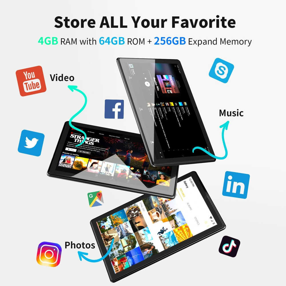 Android 13 Tablet T618 with 4GB RAM, 64GB Storage, Dual Camera, and 6000mAh Battery