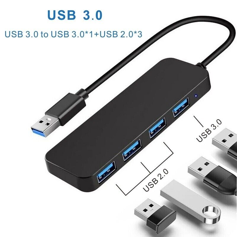 4 Port USB 3.0 Hub Splitter - High-Speed Connectivity for Multiple Devices