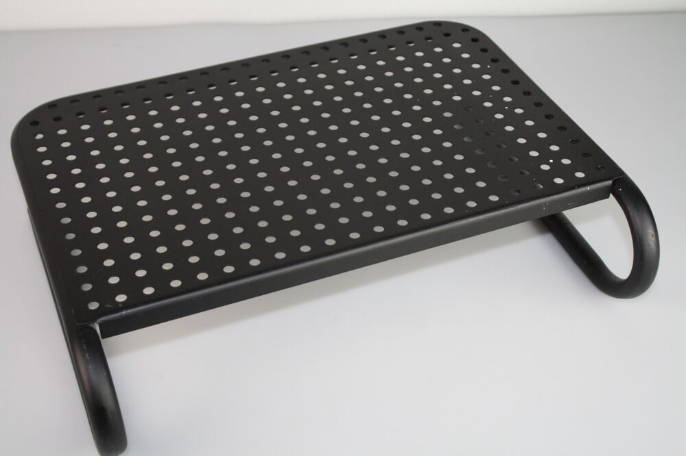 Vented Metal Monitor Stand Riser with Laptop Shelf