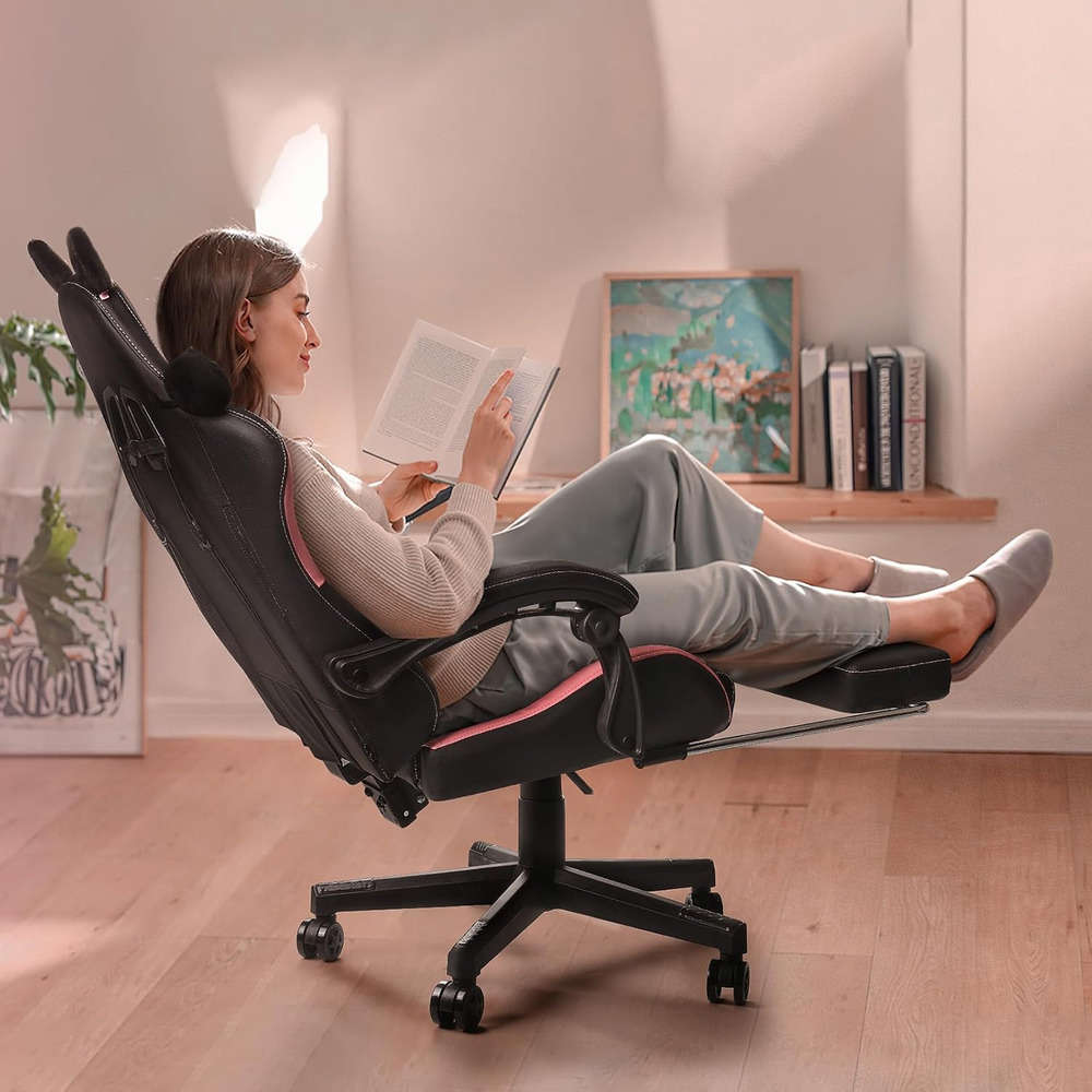 Ergonomic Gaming Chair with Cute Cat Ears for Girls