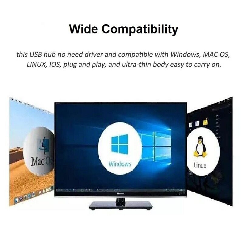 4 Port USB 3.0 Hub Splitter - High-Speed Connectivity for Multiple Devices