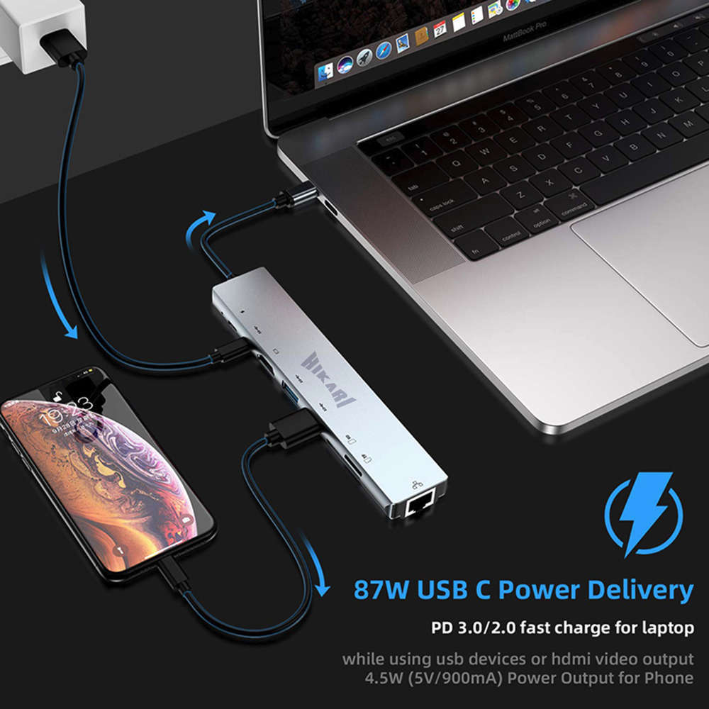 HIKARI USB Type-C Hub 8-in-1 Adapter - Boost Connectivity for Mac & Windows