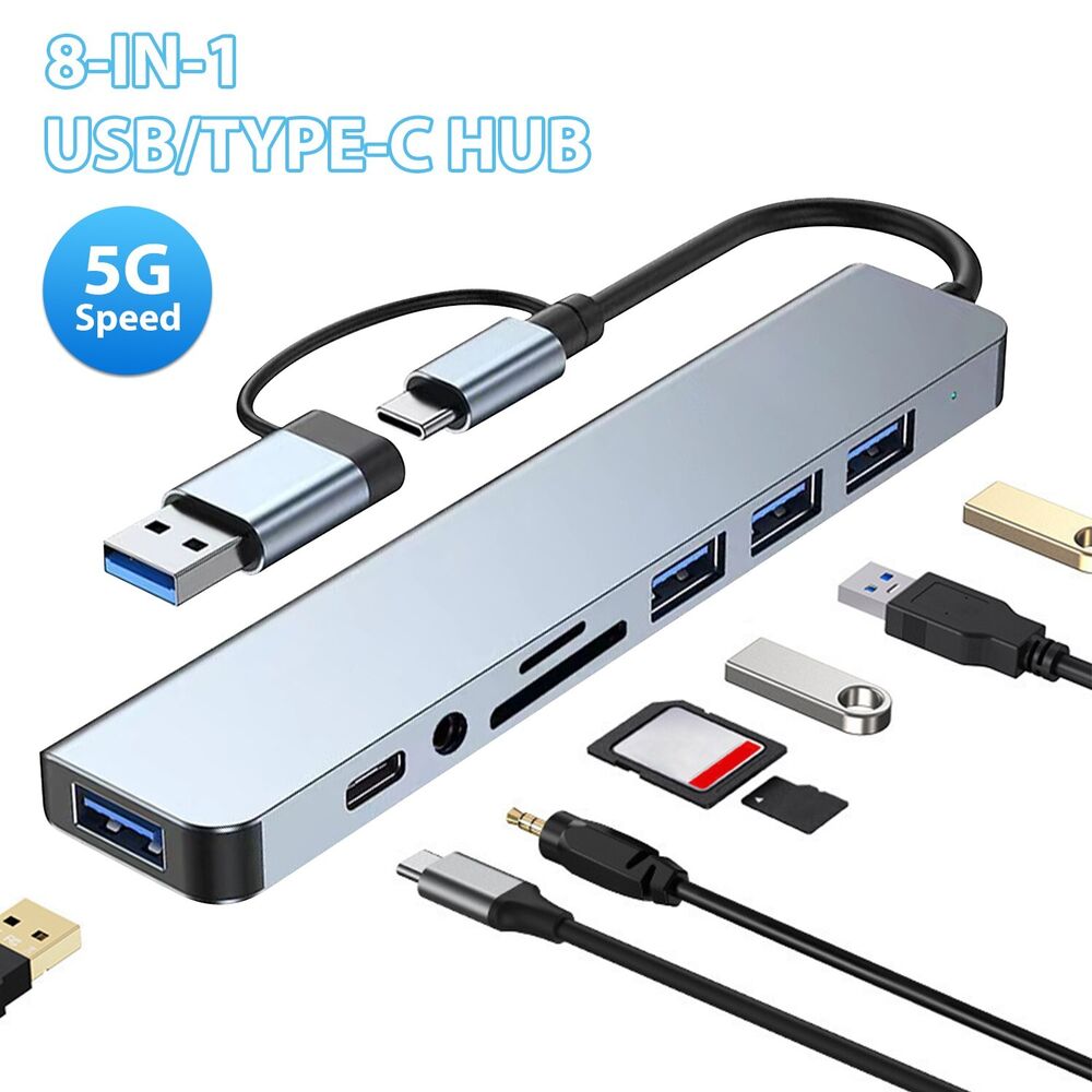 7/8-Port USB C Hub with 5Gbps Speed for Enhanced Connectivity