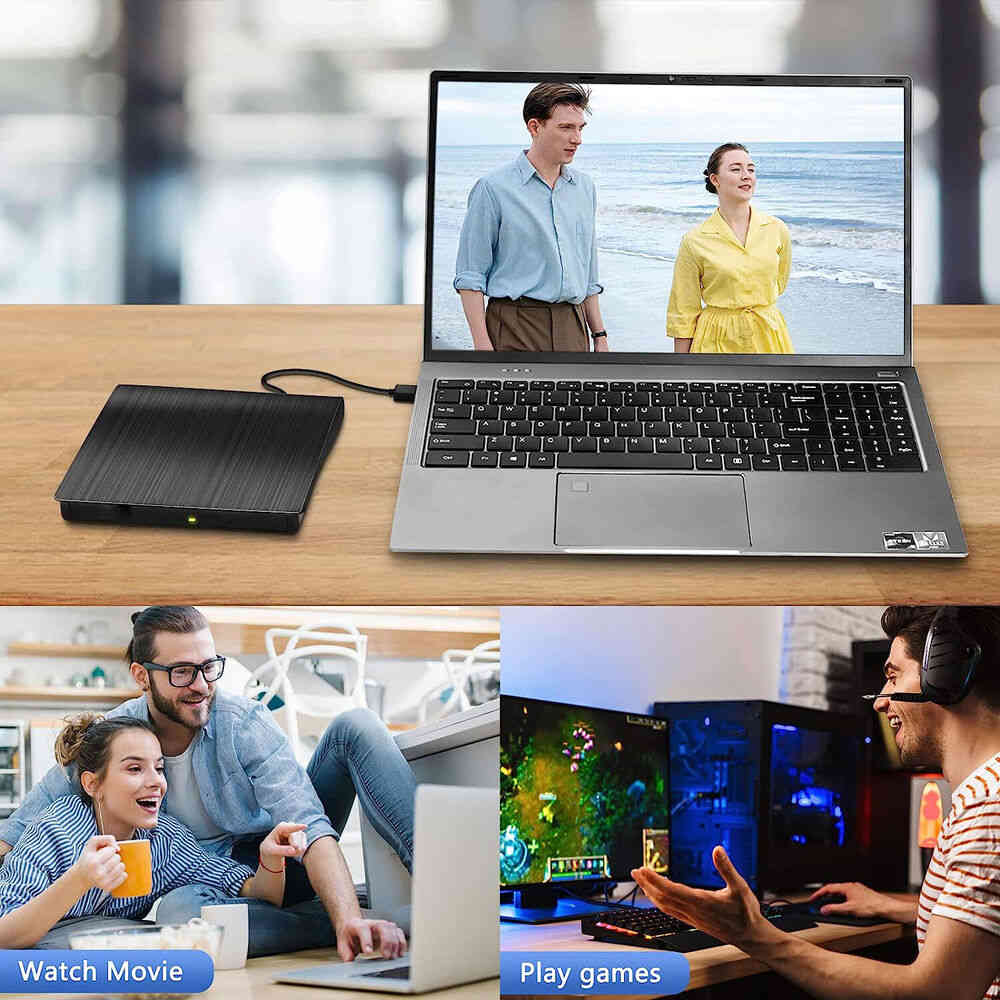 USB 3.0 Slim External CD/DVD Drive with Burner for Laptops and Mac