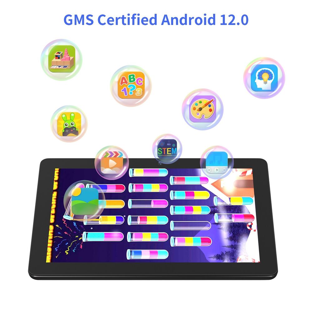 10.1" Android 12 Tablet with 128GB Storage, Dual-Core Processor, Dual Cameras, and Netflix Support