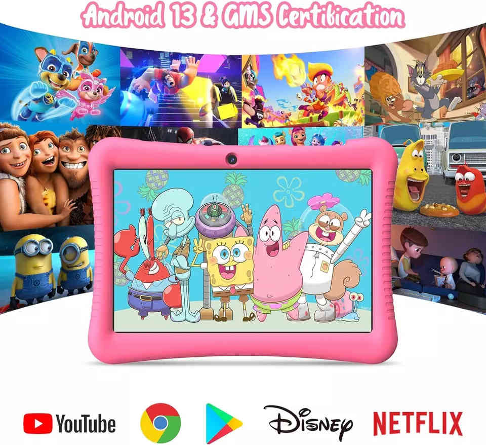 10 Inch Kids Tablet with Android 12/13, 64/128GB Storage and Parental Controls