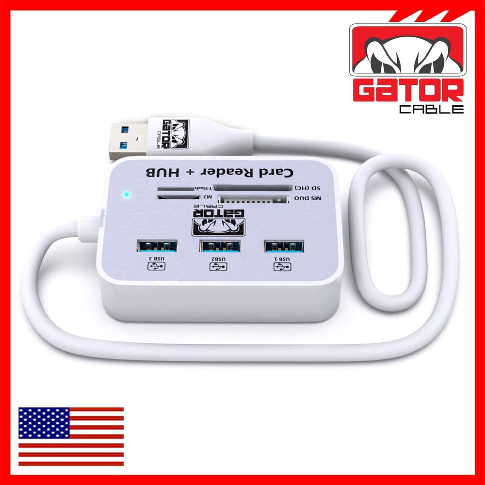 High-Speed USB 3.0 Card Reader HUB with 3-Port Adapter