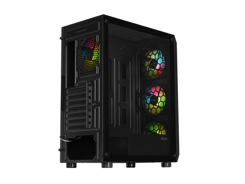 Sama 3313 Black USB 3.0 Tempered Glass Micro ATX Tower Gaming Case
