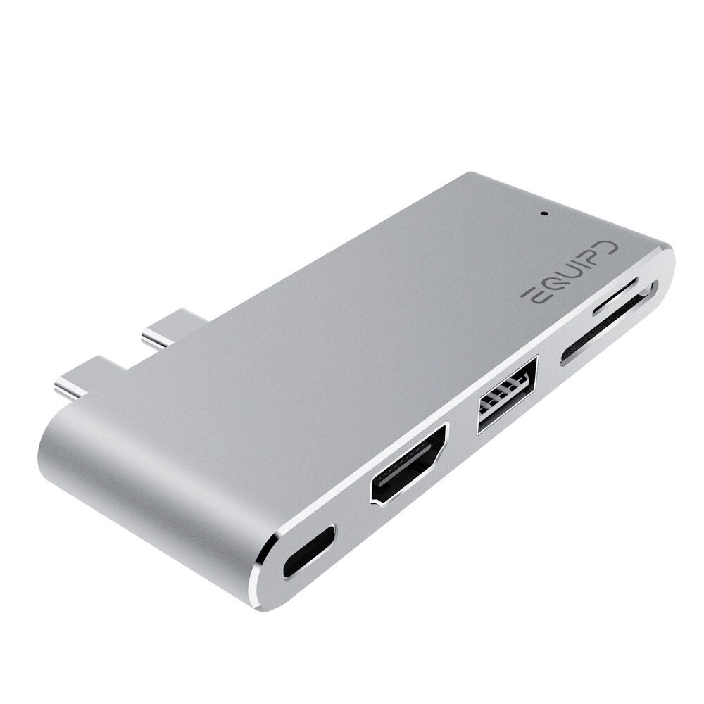 Aluminum USB-C Hub with 4K HDMI, Thunderbolt 3, USB 3.0, Card Reader