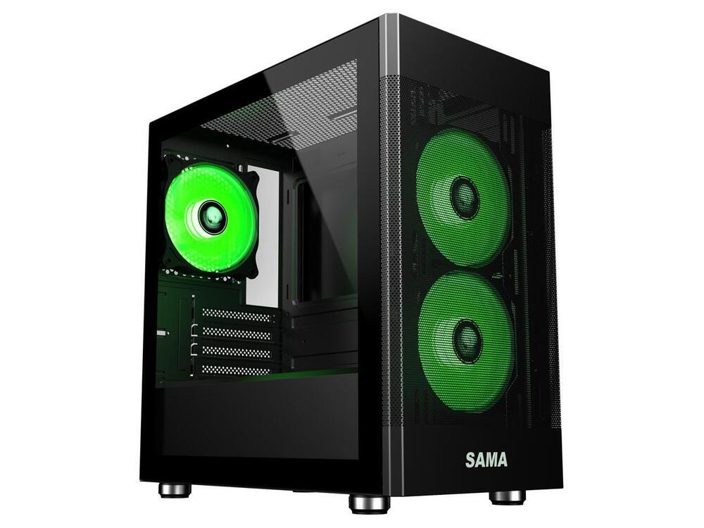 Sama ARGB Q5 Black Micro ATX Tower Gaming Computer Case with 3x120mm RGB Fans