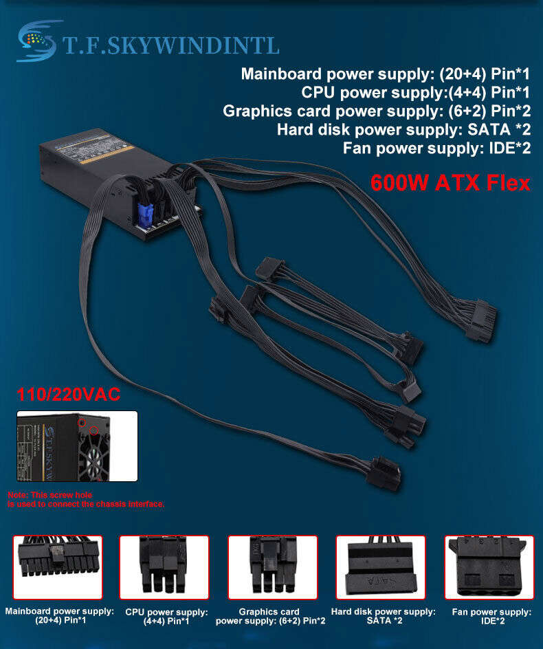 B600W 1U Modular Flex ATX Power Supply for ENP 7660B