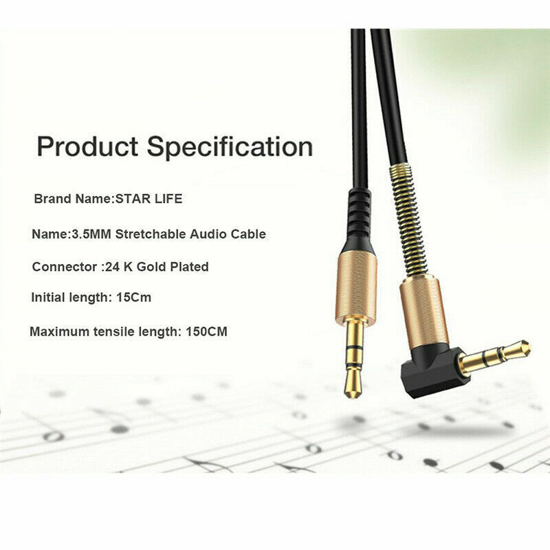 L-Shaped 3.5mm Male to Male AUX Cable for Car Audio