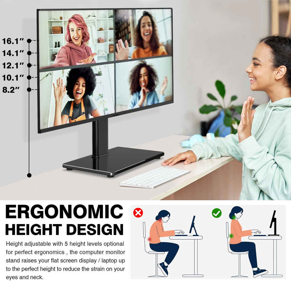 Ergonomic Single Monitor Stand VESA Mount for 13-32 Inch Screens