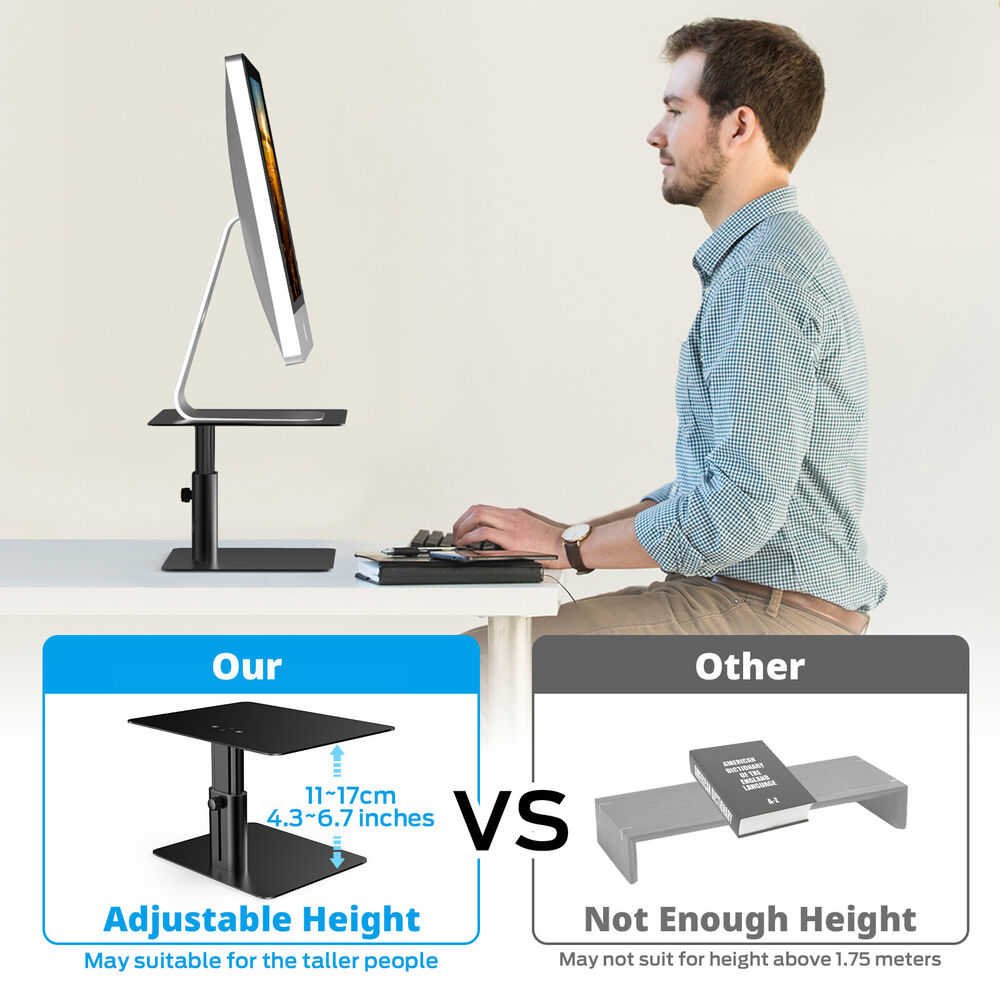 Heavy-Duty Adjustable Metal Monitor Stand for TV, PC, and Laptop