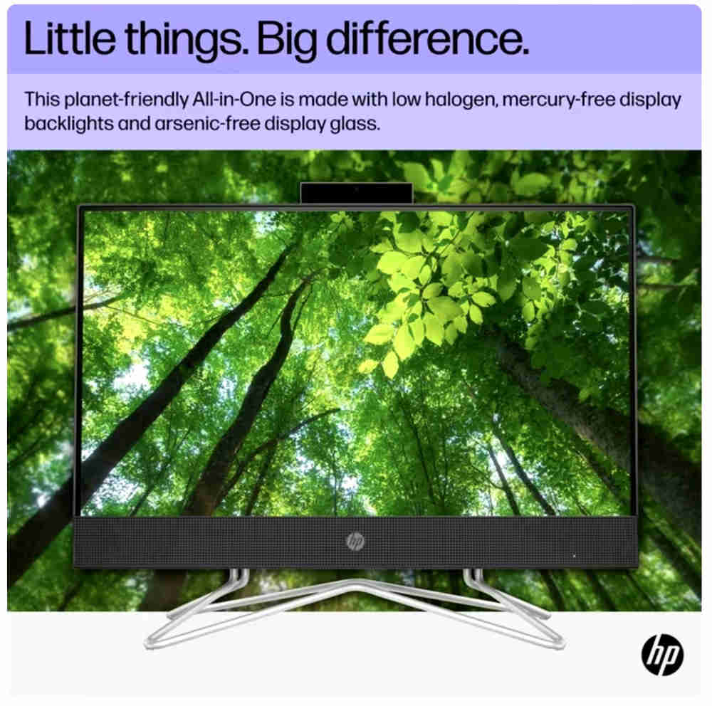 New HP 22" All-In-One Desktop Computer with Pentium Silver, 3.2GHz, 16GB RAM, 128GB SSD, Windows 11
