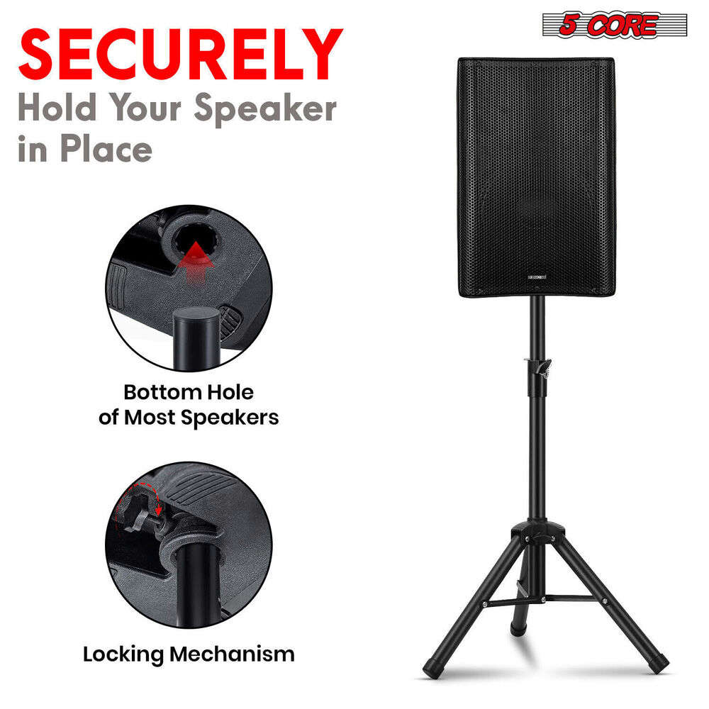 5Core Adjustable DJ Monitor Stands for 24-36 Inch Speakers