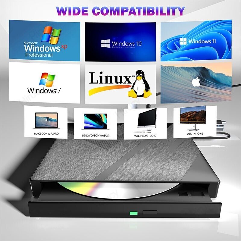 7-in-1 External Blu-ray Drive with USB 3.0 Type-C Interface
