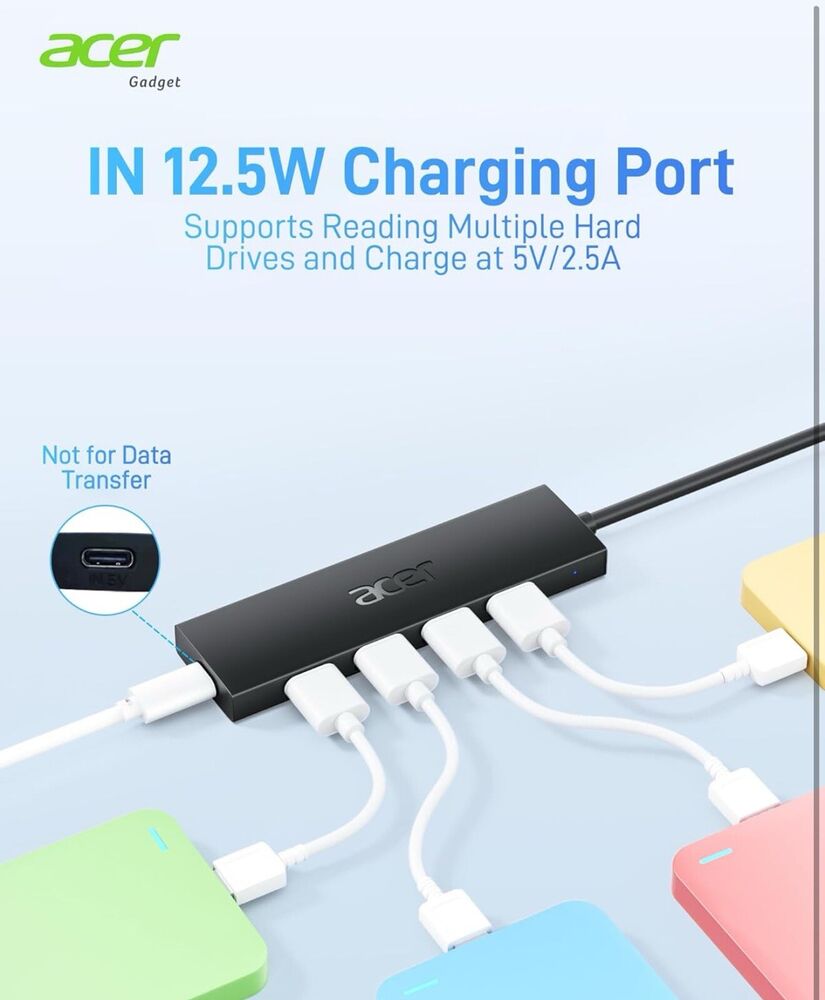 4-Port USB 3.0 Hub with USB-C for Laptops