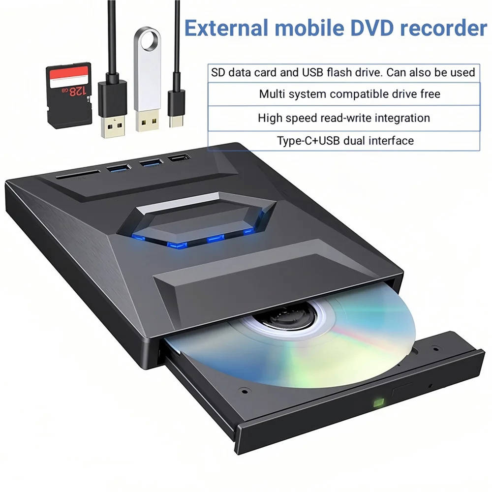 High-Speed External CD/DVD Drive with USB 3.0 for Windows PCs