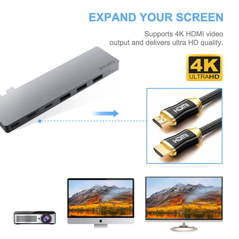 Aluminum USB-C Hub with 4K HDMI, SD/TF Card Reader, and USB 3.0 for MacBook Pro/Air M1