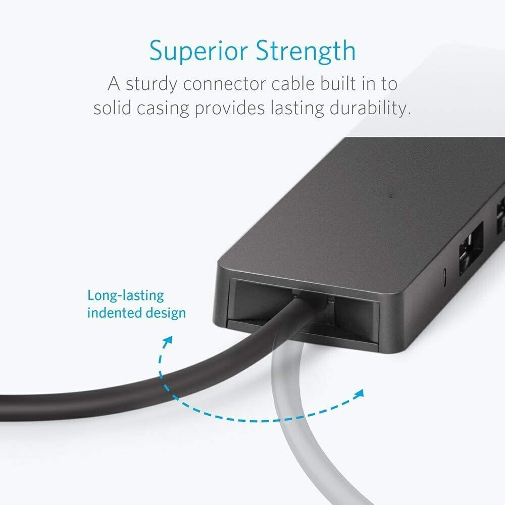 4-Port USB 3.0 Hub Adapter with Charger - Slim Design for High-Speed Data Transfer