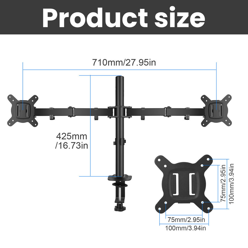 Dual LCD Screen Swivel Stand Mount Holder