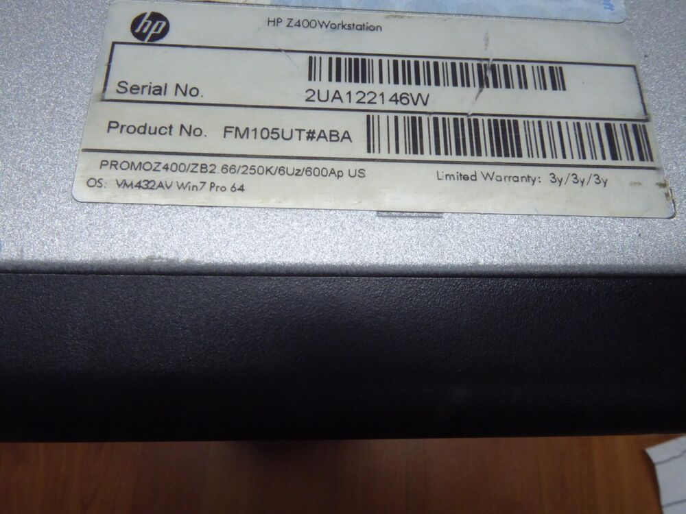 HP Workstation Z400 Xeon W3520 2.66GHz, 8GB RAM, 250GB HDD, Windows 7 Pro