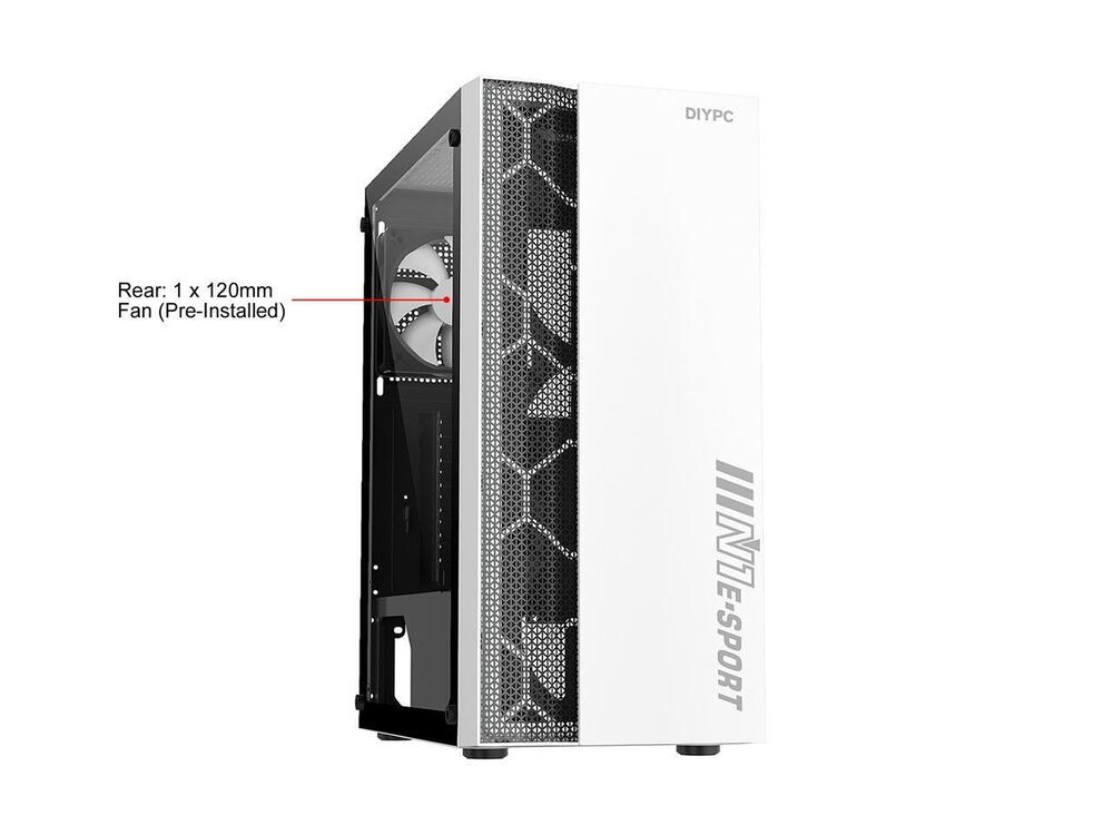 White USB 3.0 Steel/Tempered Glass ATX Mid Tower Computer Case DIYPC DIY-S08-W
