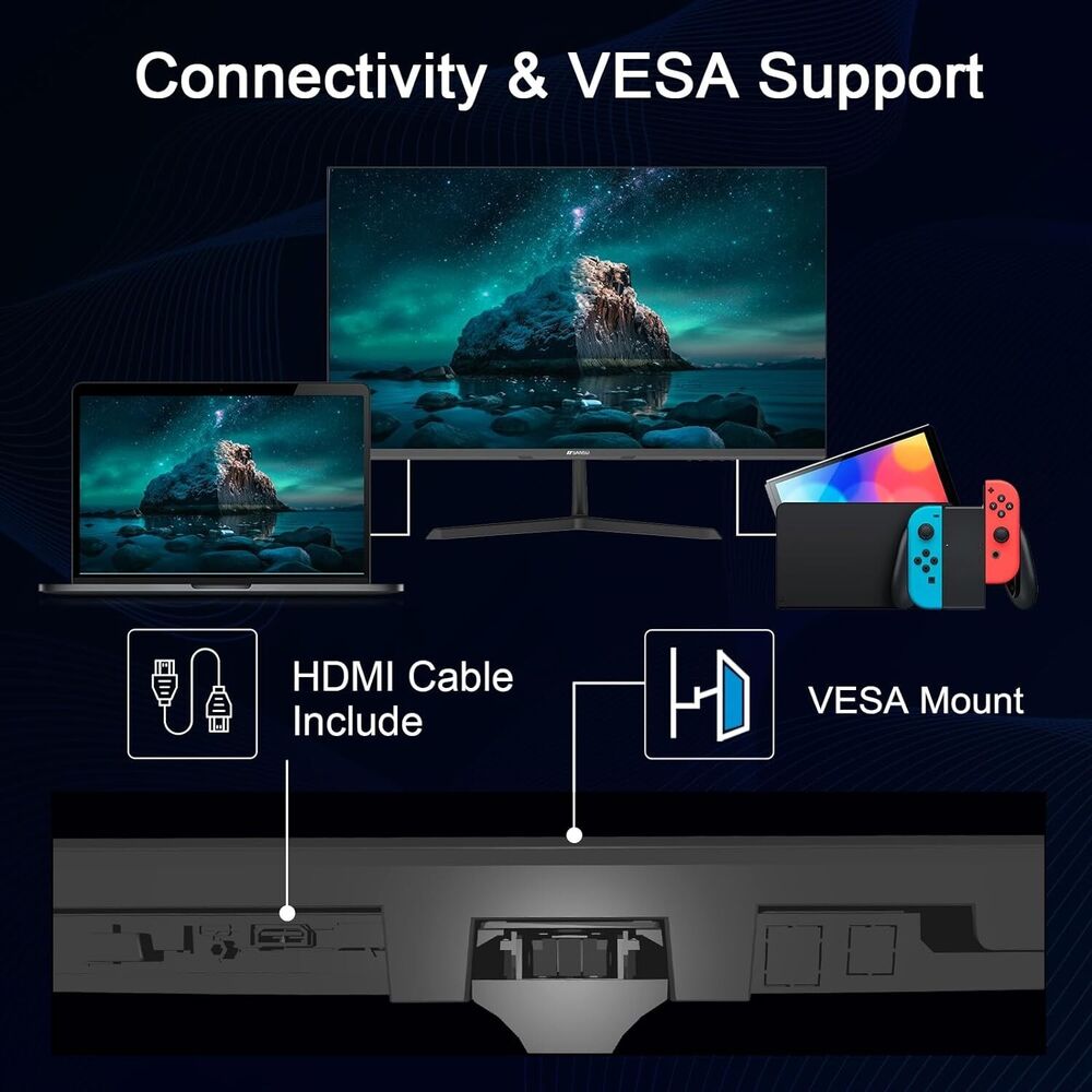 24 Inch 100Hz IPS 1080P Gaming Monitor with HDMI, VGA, HDR Support