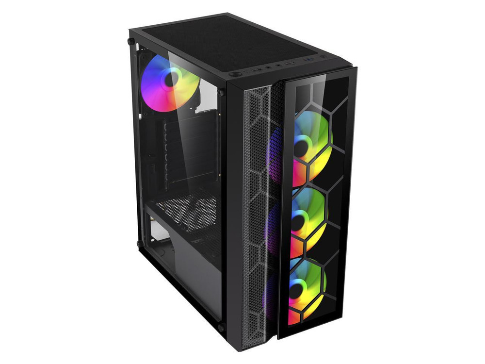 DIYPC Dragon Black Steel / Tempered Glass ATX Mid Tower Computer Case