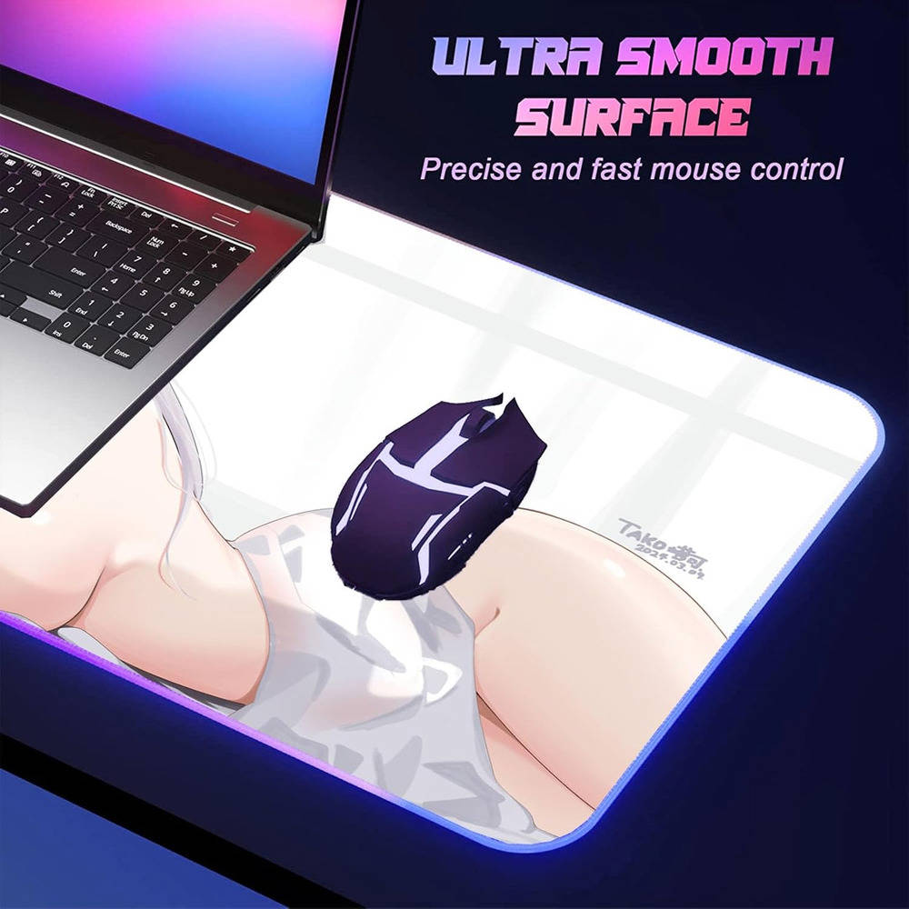 Gaming Mouse Pad with LED Anime Girl Art