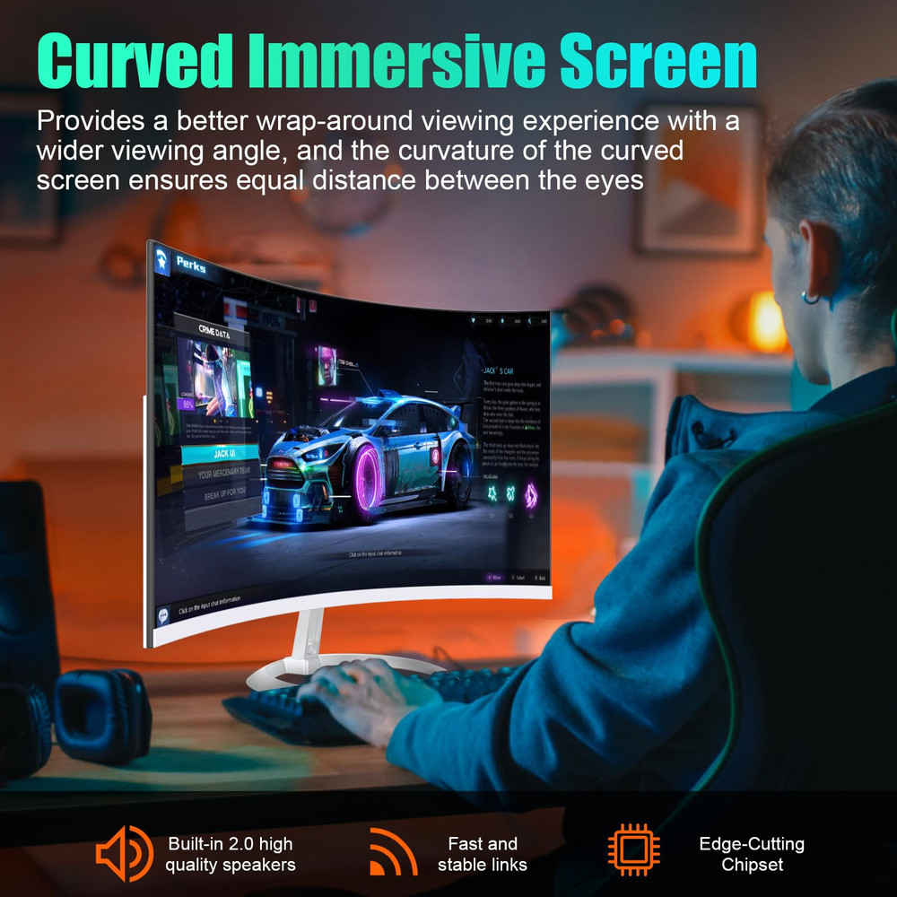 23.8" Curved Monitor All-in-One Computer with N5095 Quad-Core Processor