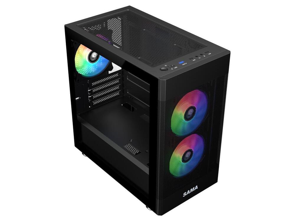 Sama ARGB Q5 Black Micro ATX Tower Gaming Computer Case with 3x120mm RGB Fans