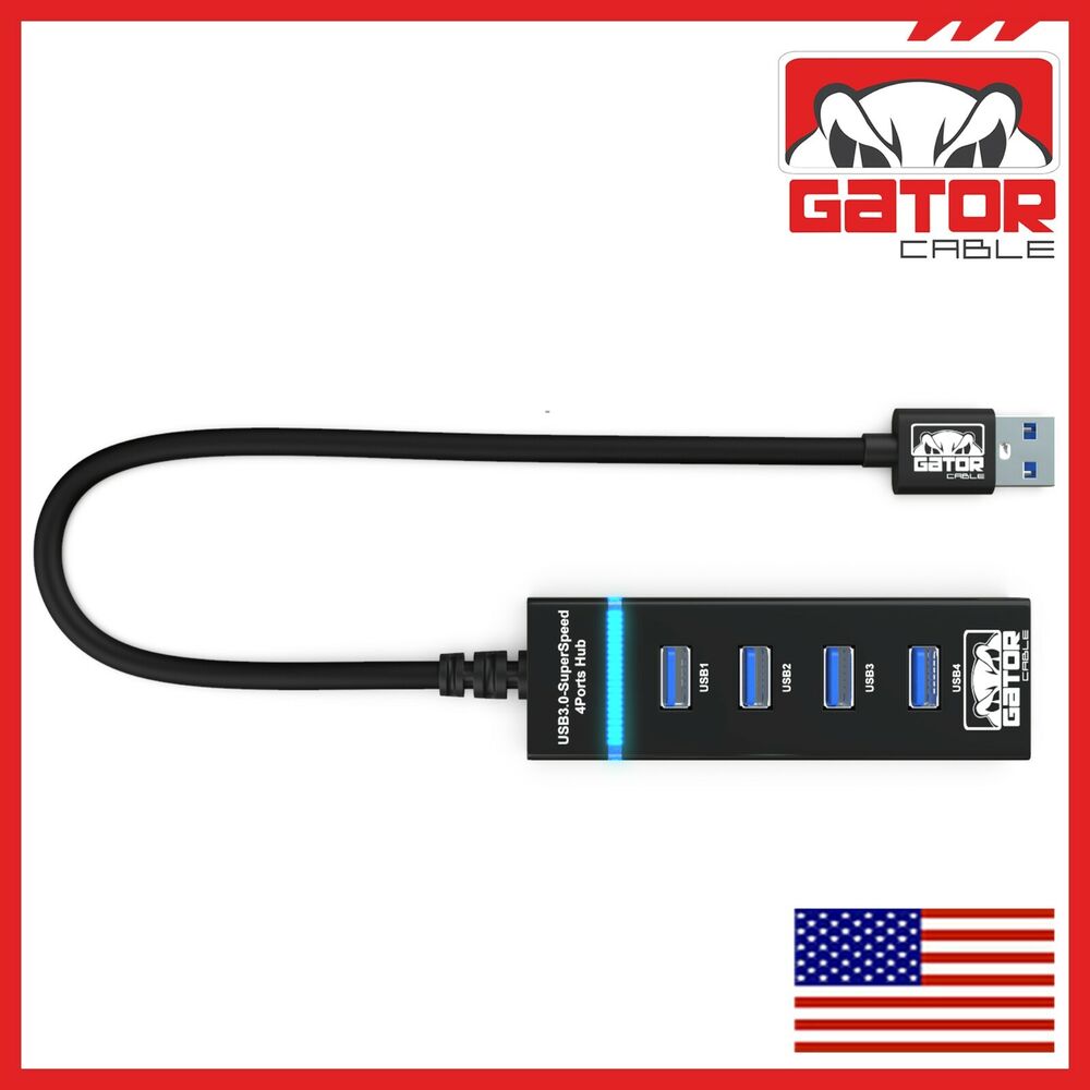 4-Port USB 3.0 Hub with LED Indicator - High-Speed Data Transfer and Charging