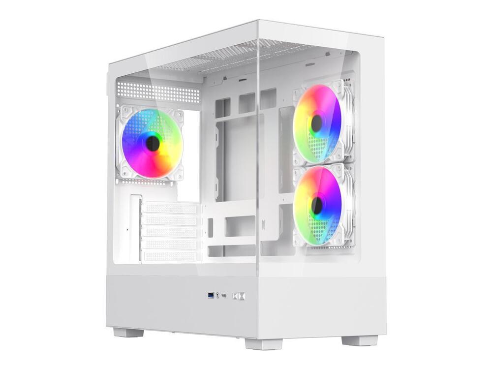 DIYPC ARGB-N1-W White USB 3.0/Type C Micro ATX Gaming Computer Case with Dual Temp Control
