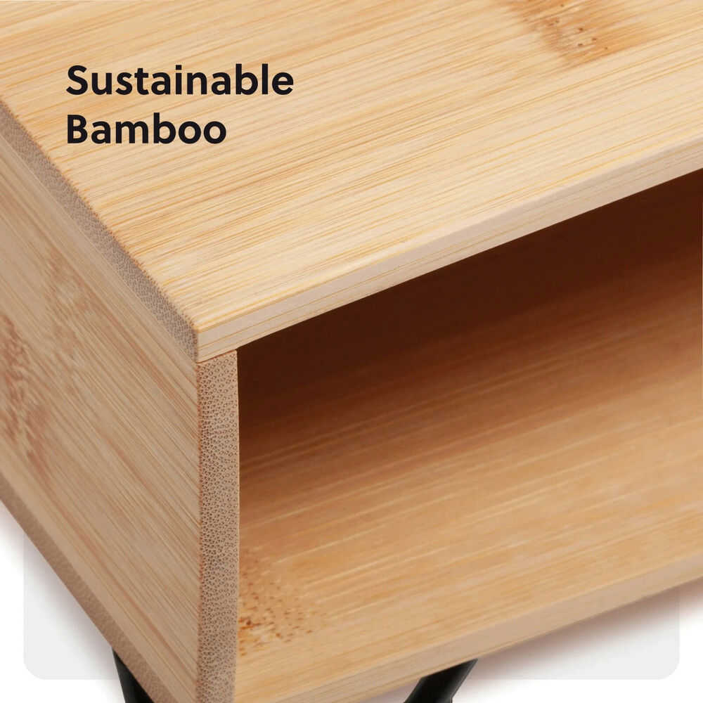 U Brands Verona Bamboo Desk Monitor Stand with Storage