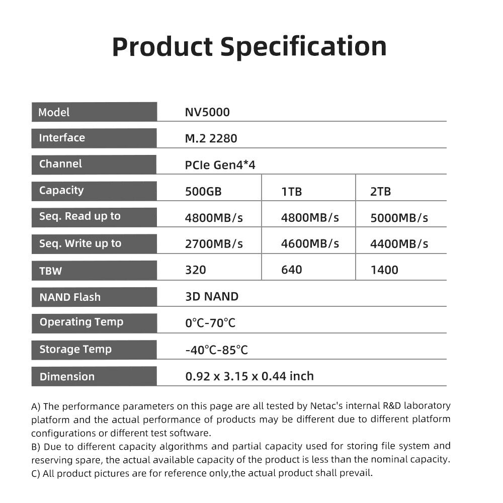 Netac 2.5" SATA III M.2 NVMe PCIe 4.0 Gen 4x4 Internal SSD