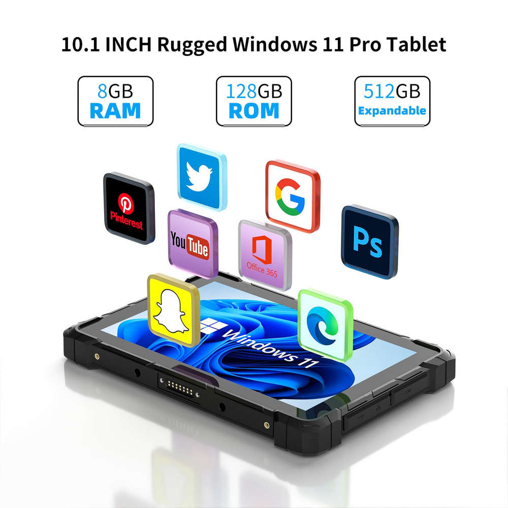 HEIGAOLA Rugged Tablet Win 11 Pro with Intel Celeron Quad-Core, 8GB RAM, 128GB ROM